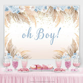 Lofaris Blue Floral And Light Coffee Leaf Baby Shower Backdrop